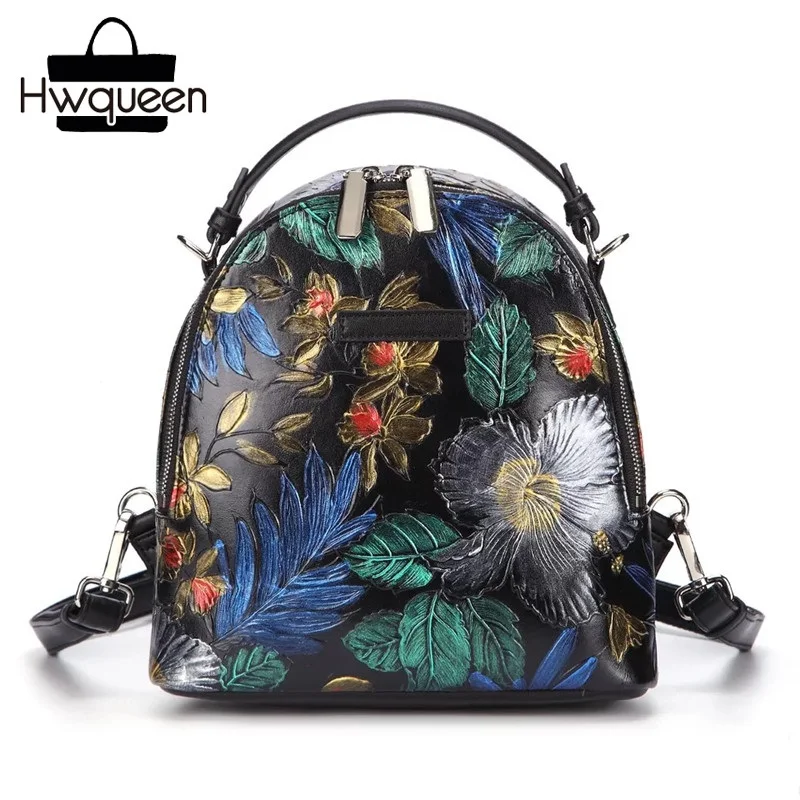 Embossing Colorful Flower Printing Genuine Leather Zipper Closure Women Female Small Travel Backpack Fancy Lady Floral Back Pack
Embossing Colorful Flower Printing Genuine Leather Zipper Closure Women Female Small Travel Backpack Fancy Lady Floral Back Pack