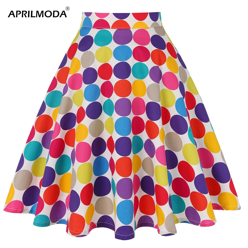 Polka Dot Printed Summer Women Skirt Colorful High Waist Pinup Big Swing Short Cotton Casual Women Clothing 40s 50s Retro Skirts
Polka Dot Printed Summer Women Skirt Colorful High Waist Pinup Big Swing Short Cotton Casual Women Clothing 40s 50s Retro Skirts