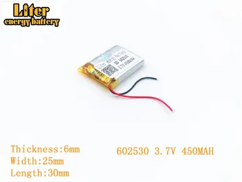 Liter energy battery 3.7V 450mAh 602530 plug Lithium Polymer Rechargeable Battery For MP3 MP4 MP5 Lithium polymer battery
Liter energy battery 3.7V 450mAh 602530 plug Lithium Polymer Rechargeable Battery For MP3 MP4 MP5 Lithium polymer battery