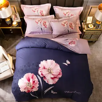 Cotton Bedding Set Dark blue Bed Set luxury Sanding Thicken flowers Duvet Cover Set Bed Sheet Pillowcases Queen King size bed 
Cotton Bedding Set Dark blue Bed Set luxury Sanding Thicken flowers Duvet Cover Set Bed Sheet Pillowcases Queen King size bed