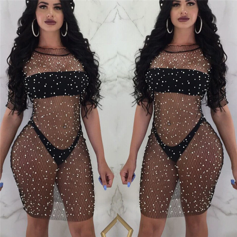 2019 New Sexy Womens Lace Fishnet Bikini Cover Up Swimwear Dress Summer Casual Beach Short Sleeve O-Neck Sundress Beachwear
2019 New Sexy Womens Lace Fishnet Bikini Cover Up Swimwear Dress Summer Casual Beach Short Sleeve O-Neck Sundress Beachwear
