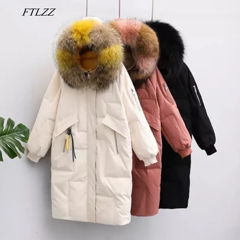 FTLZZ Women Winter Down Jacket Medium long White Duck Down Large Real Fur Collar Hooded Parkas Warm Snow Jackets Outerwear
FTLZZ Women Winter Down Jacket Medium long White Duck Down Large Real Fur Collar Hooded Parkas Warm Snow Jackets Outerwear