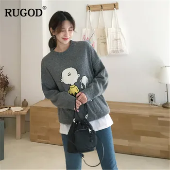 RUGOD New Solid Women Pullovers Cartoon Fashion O-Neck Casual Long Women Sweaters Loose Knitted Women Tops sueter mujer
RUGOD New Solid Women Pullovers Cartoon Fashion O-Neck Casual Long Women Sweaters Loose Knitted Women Tops sueter mujer