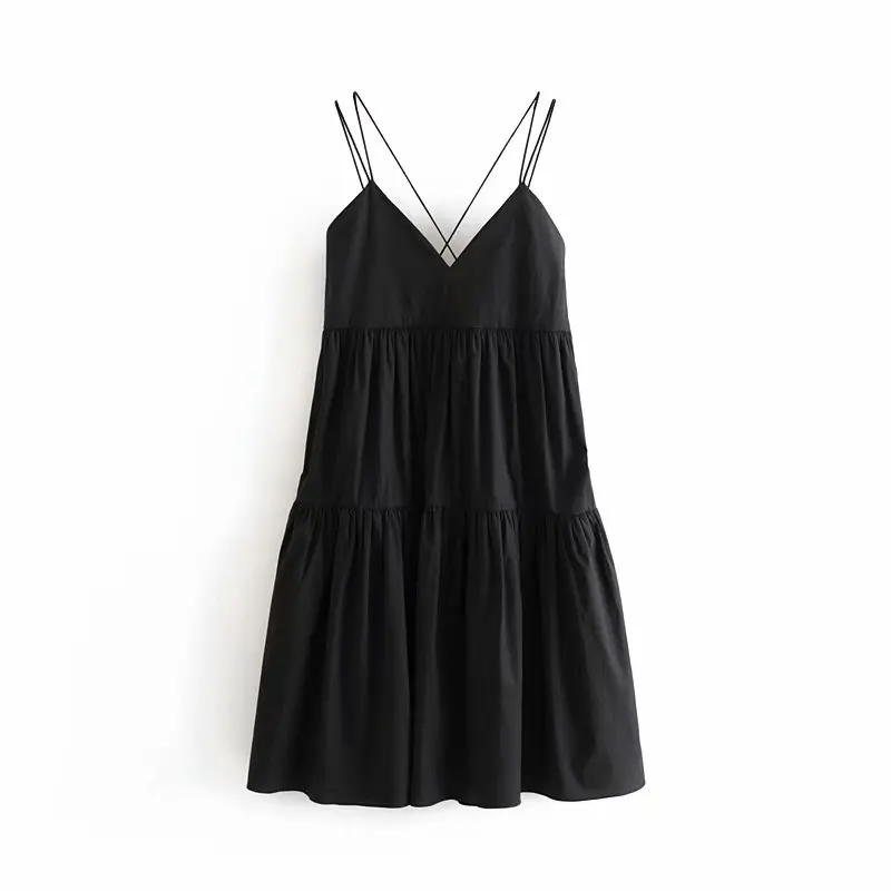 fashion vintage sexy black spaghetti strap poplin dress 2019 elegant v-neck pleated knee-length dresses casual vestidos
fashion vintage sexy black spaghetti strap poplin dress 2019 elegant v-neck pleated knee-length dresses casual vestidos