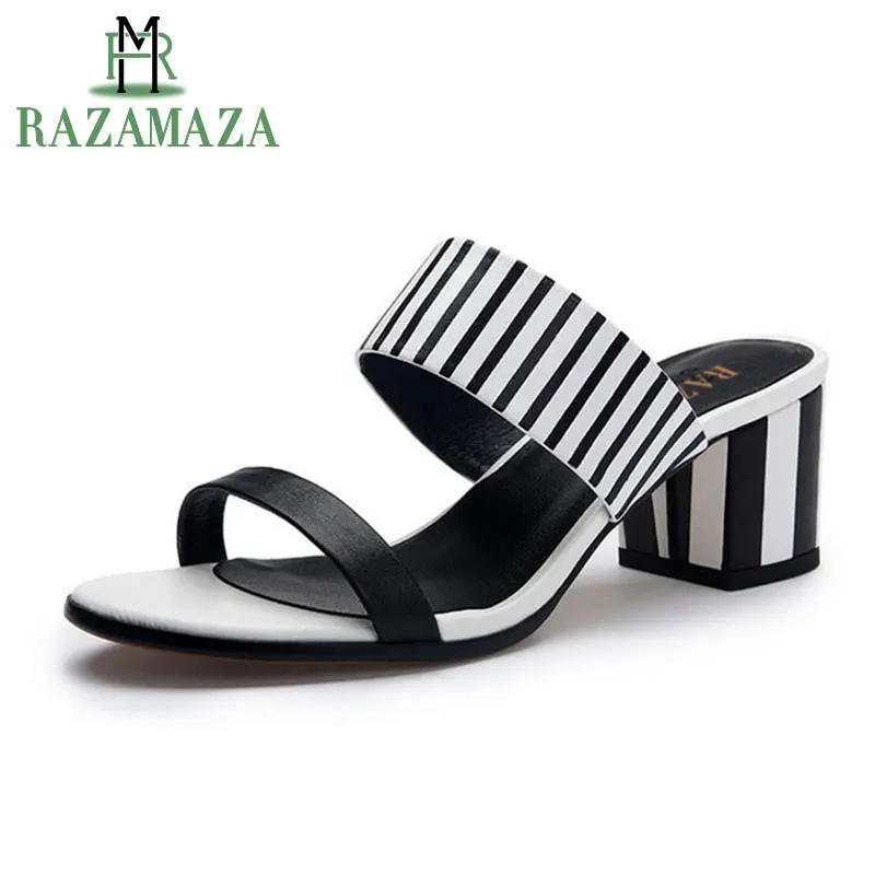 RAZAMAZA Women High Heel Sandals Open Toe Slip On Mixed Color Real Leather Women Summer Shoes Gingham Footwear Size 34-39
RAZAMAZA Women High Heel Sandals Open Toe Slip On Mixed Color Real Leather Women Summer Shoes Gingham Footwear Size 34-39