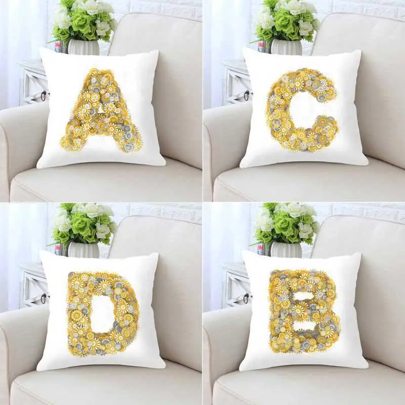 Customized 26 English Alphabet Letters Pillow Diy Kids Name Sunny Sunflower Yellow Flower Cushion Home Decor For Sofa Girls
Customized 26 English Alphabet Letters Pillow Diy Kids Name Sunny Sunflower Yellow Flower Cushion Home Decor For Sofa Girls