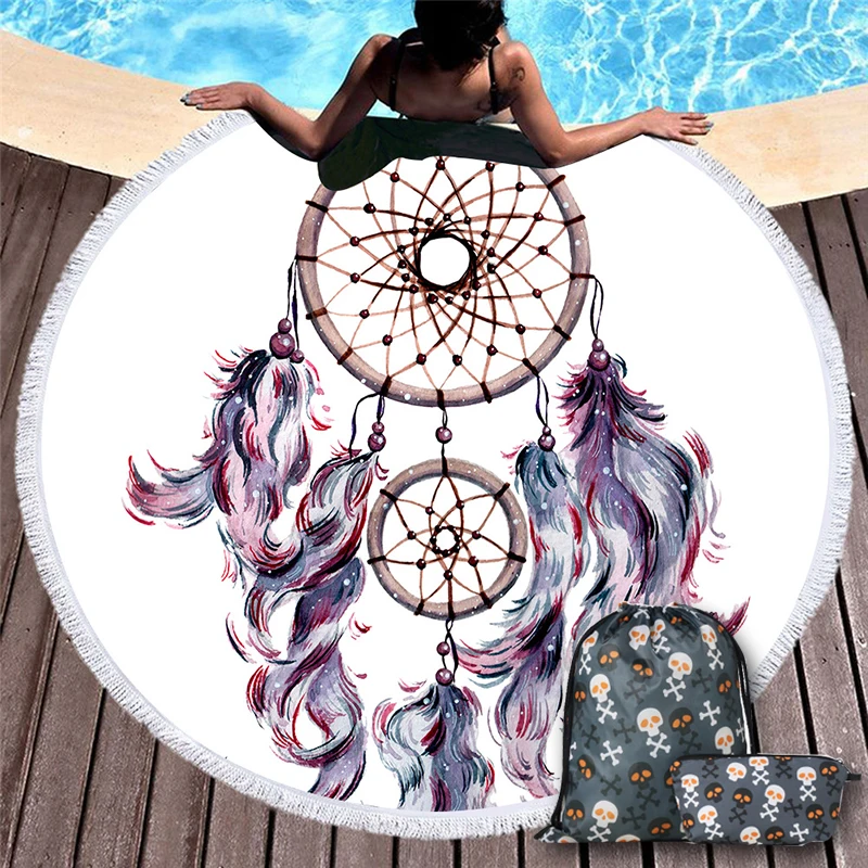 3d Feather Flower Round Beach Towels with Sugar Skull for Women Backpack Dream Catcher Microfiber for Swimming Bath Towel
3d Feather Flower Round Beach Towels with Sugar Skull for Women Backpack Dream Catcher Microfiber for Swimming Bath Towel