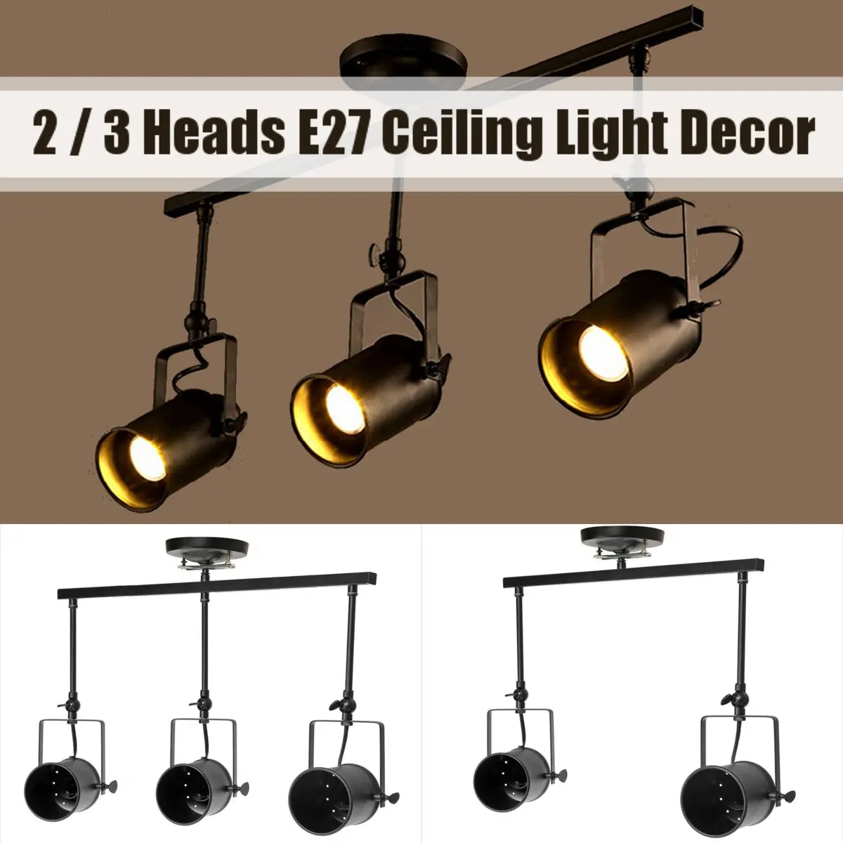 Adjustable Loft Style Track Ceiling Light Spotlights Flood Light Lamp Home Bar Fixture Restaurant Decoration Indoor Lighting E27
Adjustable Loft Style Track Ceiling Light Spotlights Flood Light Lamp Home Bar Fixture Restaurant Decoration Indoor Lighting E27