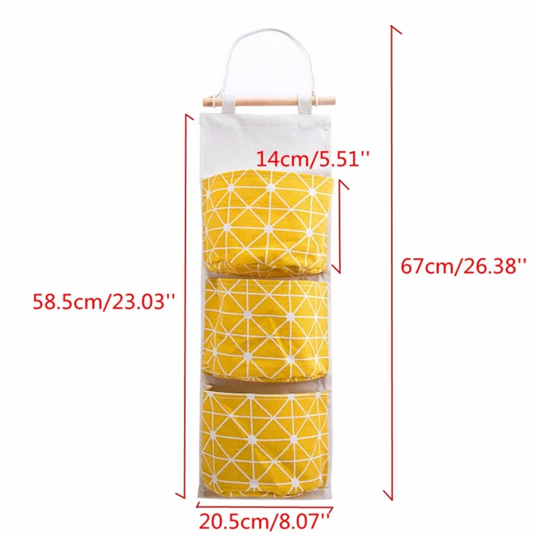 2019 new 1 x 3 Grids Wall Hanging Storage Bag Organizer Container Decor Pocket Pouch Home 3 Color