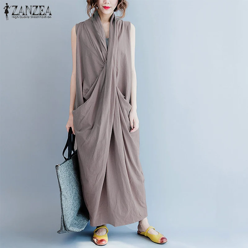 2019 Smmer ZANZEA Women Casual Solid V Neck Loose Beach Irregular Maxi Tank Vestido Sleeveless Crossed Party Long Vest Dress
2019 Smmer ZANZEA Women Casual Solid V Neck Loose Beach Irregular Maxi Tank Vestido Sleeveless Crossed Party Long Vest Dress
