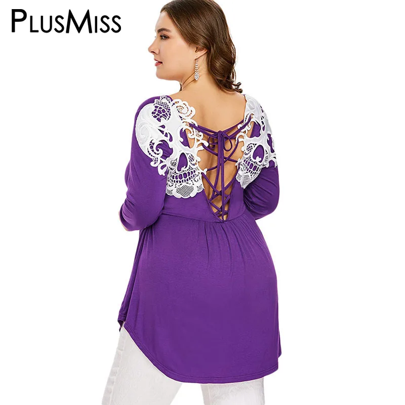 PlusMiss Plus Size Autumn 2018 Back Skull Lace Tunic Tops Tee Long Sleeve Sexy Backless Lace Up t Shirts Women Big Size T-Shirts
PlusMiss Plus Size Autumn 2018 Back Skull Lace Tunic Tops Tee Long Sleeve Sexy Backless Lace Up t Shirts Women Big Size T-Shirts