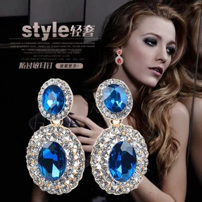 European and American fashion temperament exaggerated elliptical crystal earrings luxurious big earrings have no ear hole
European and American fashion temperament exaggerated elliptical crystal earrings luxurious big earrings have no ear hole
