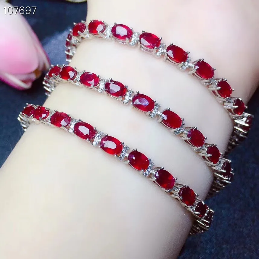 

noble character red ruby gemstone bracelet for women silver jewelry birthday party anniversary engagement gift real natural gem