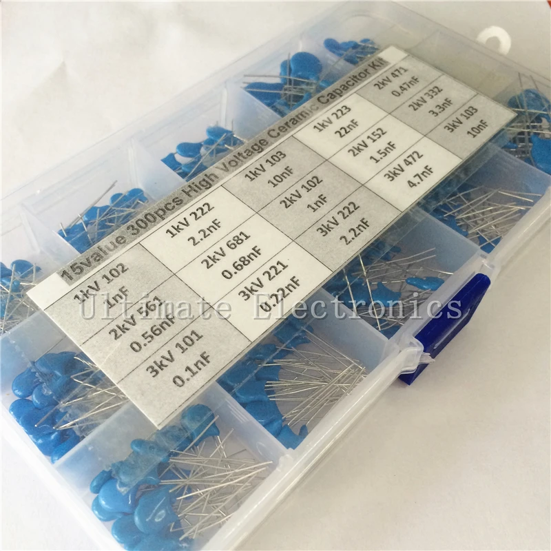 15values 300pcs 1KV/2KV/3KV (0.1nF to 22nF) High Voltage Ceramic Disc Capacitor assorted kit with storage box
15values 300pcs 1KV/2KV/3KV (0.1nF to 22nF) High Voltage Ceramic Disc Capacitor assorted kit with storage box