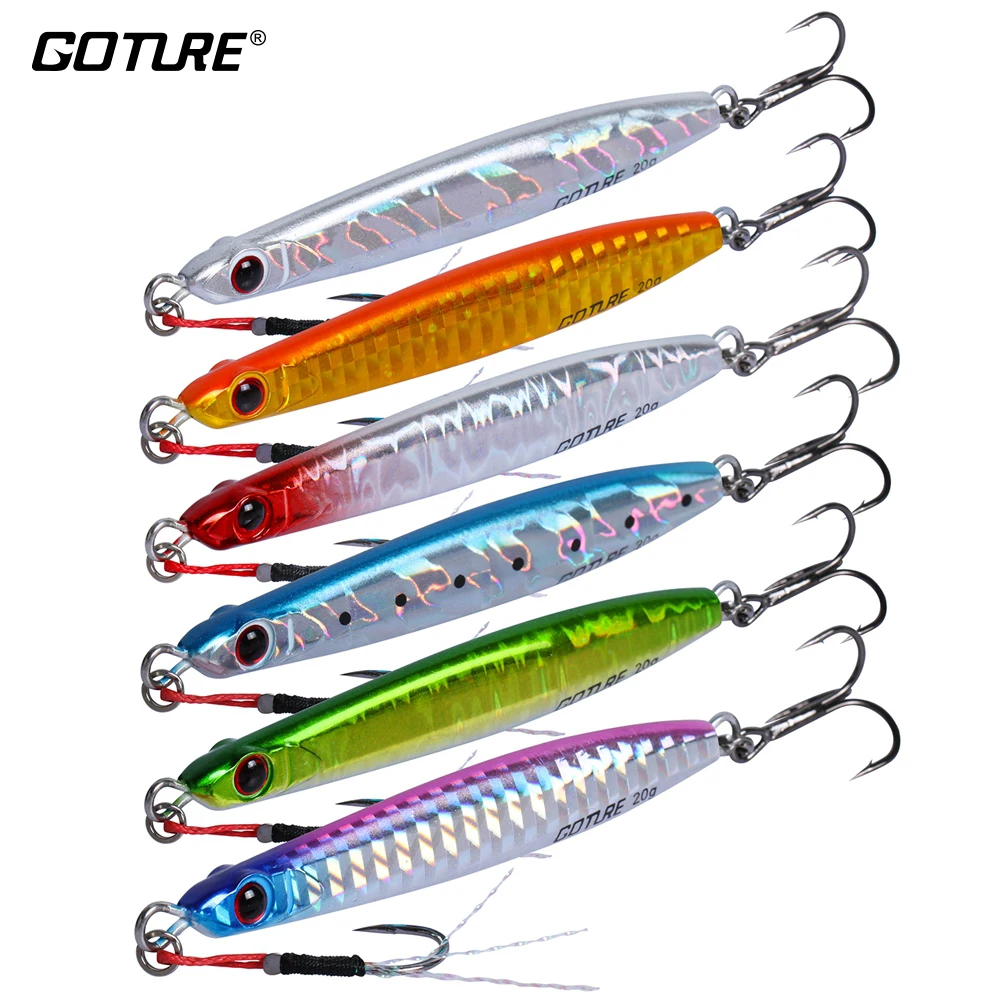 Goture Sea Fishing Lure Vertical Jigging Lures with Hooks 9cm 20g OR 10cm 30g Hard Artificial Bait Metal Spoon Lead Fish
Goture Sea Fishing Lure Vertical Jigging Lures with Hooks 9cm 20g OR 10cm 30g Hard Artificial Bait Metal Spoon Lead Fish
