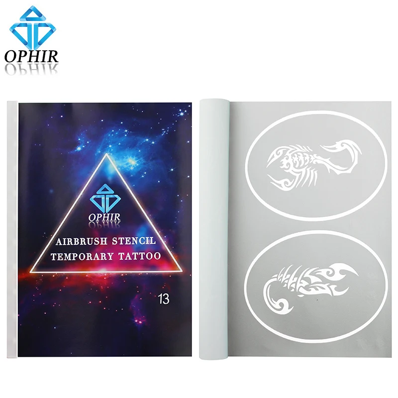 OPHIR 52 Patterns Temporary Tattoo Airbrush Stencils Set for Airbrushing Art Booklet Body Template Sheets_STE13 | Красота и здоровье