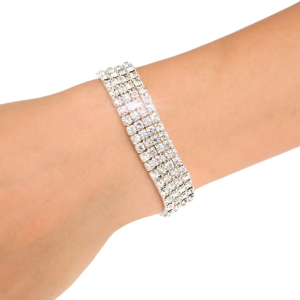 4 Row Stretch Clear Rhinestone Crystal Bridal Bracelets Wedding Jewelry Accessories for Women
4 Row Stretch Clear Rhinestone Crystal Bridal Bracelets Wedding Jewelry Accessories for Women