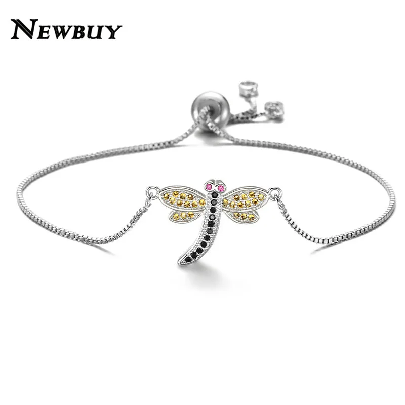 NEWBUY Silver Color Copper Chain Adjustable Bracelet Colourful Cubic Zirconia Dragonfly Charm Bracelets For Women Girl Gift
NEWBUY Silver Color Copper Chain Adjustable Bracelet Colourful Cubic Zirconia Dragonfly Charm Bracelets For Women Girl Gift