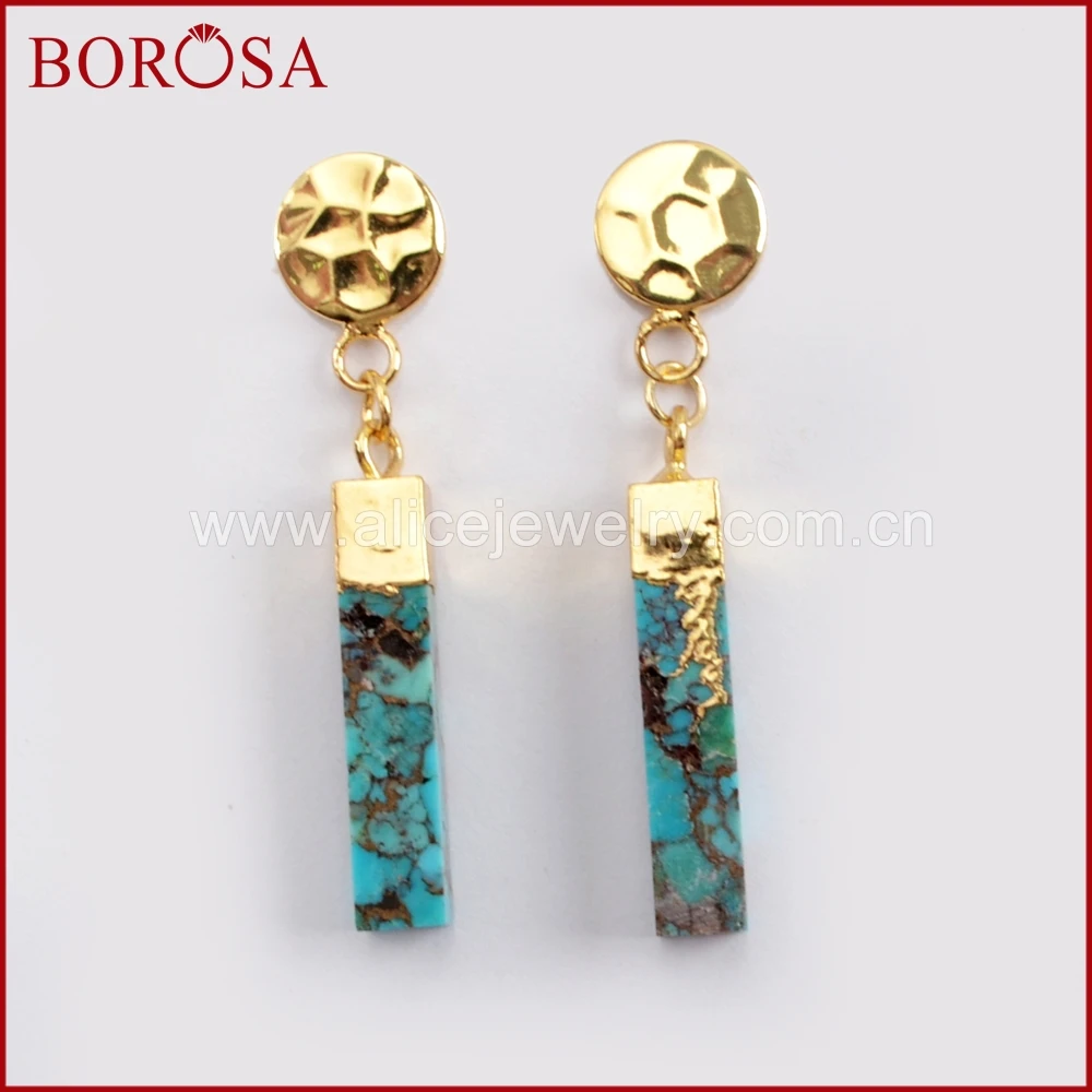BOROSA 5Pairs Natural Stone Drusy Earrings Gold Color Copper Natural Turquoises Cuboid Bar With Gold Coin Dangle Earrings G1630
BOROSA 5Pairs Natural Stone Drusy Earrings Gold Color Copper Natural Turquoises Cuboid Bar With Gold Coin Dangle Earrings G1630