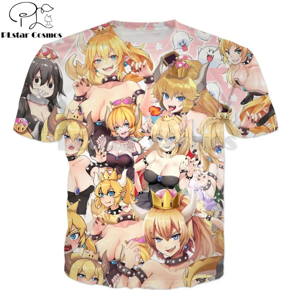 

PLstar Cosmos Brand Bowsette Ahegao Manga Girl T-Shirt Characters collage 3d Print Unisex t shirts summer Streetwear tee tops