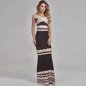 2019 Elegant Women Off The Shoulder Patchwork Long maxi Bandage Dress Celebrity Evening jacquard Black Sexy Vestidos Wholesale
2019 Elegant Women Off The Shoulder Patchwork Long maxi Bandage Dress Celebrity Evening jacquard Black Sexy Vestidos Wholesale