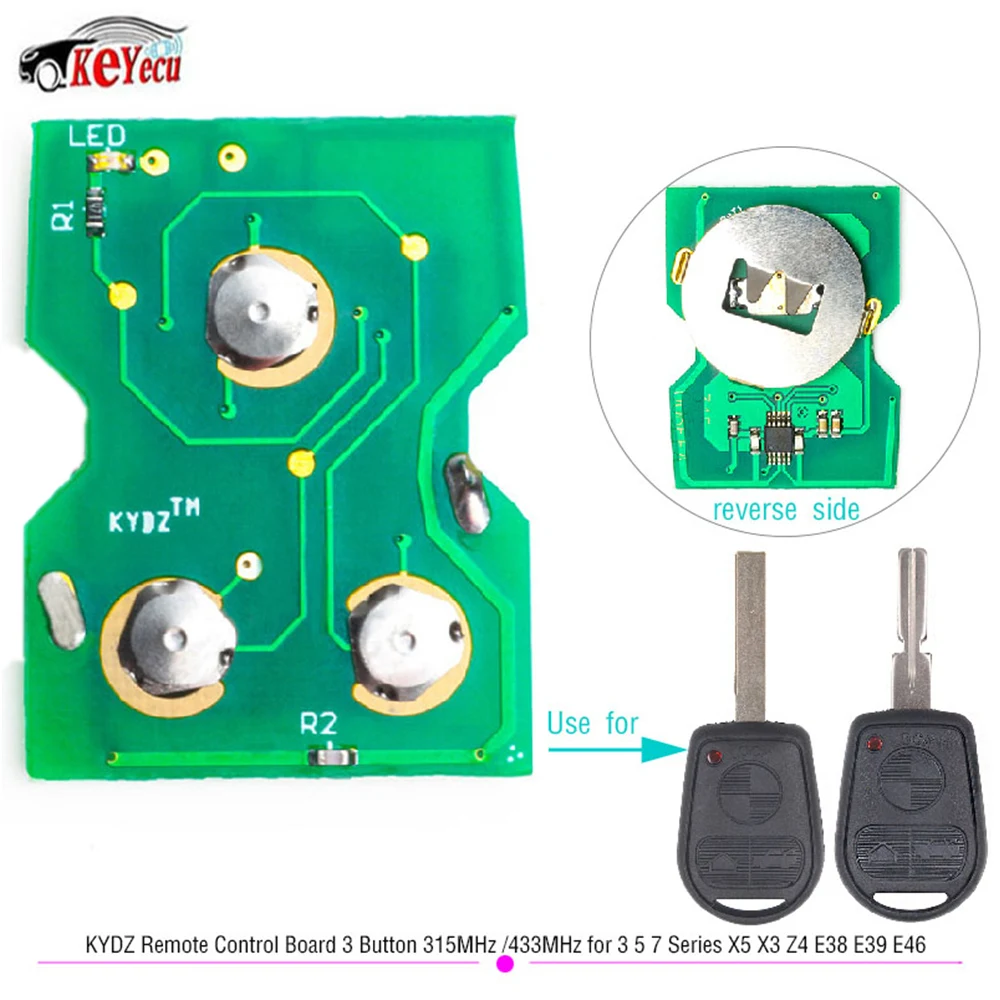 KEYECU KYDZ Remote Control Board 315MHz / 433MHz Fob for Old BMW 3 5 7 Series Z3 E39 E46 E36 E38
KEYECU KYDZ Remote Control Board 315MHz / 433MHz Fob for Old BMW 3 5 7 Series Z3 E39 E46 E36 E38