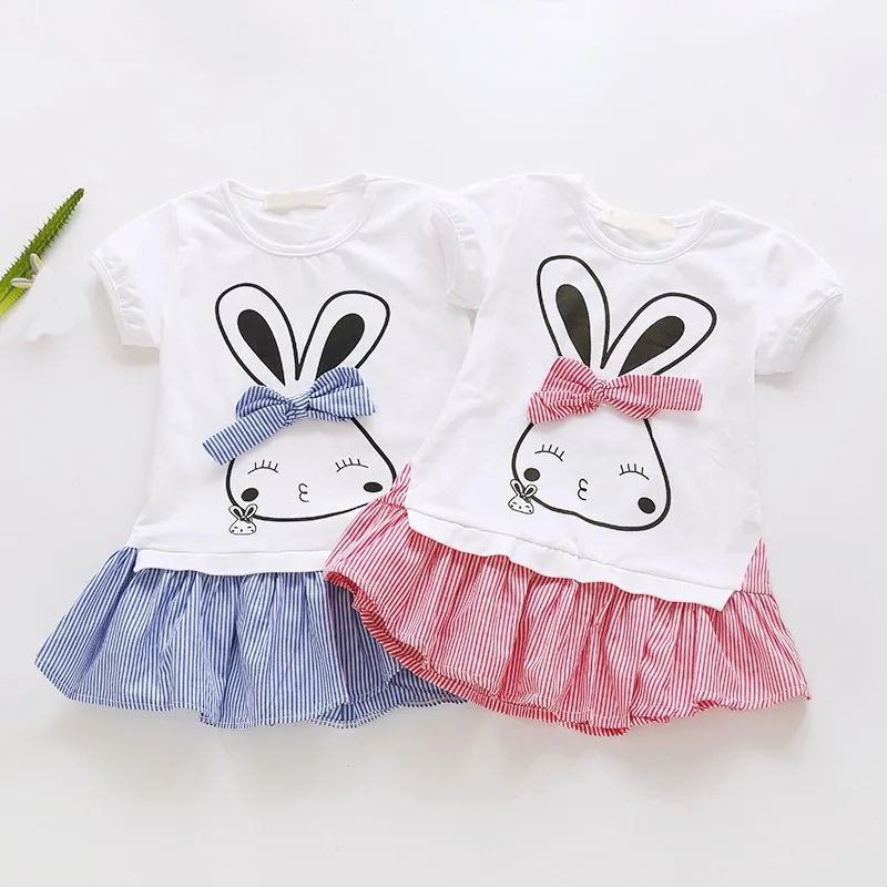 Summer New Baby Girl Short Sleeve Cotton Princess Dress Cute Fake 2 Piece Cartoon Rabbit Printed Bowknot Sundress for 3-8 Years
Summer New Baby Girl Short Sleeve Cotton Princess Dress Cute Fake 2 Piece Cartoon Rabbit Printed Bowknot Sundress for 3-8 Years