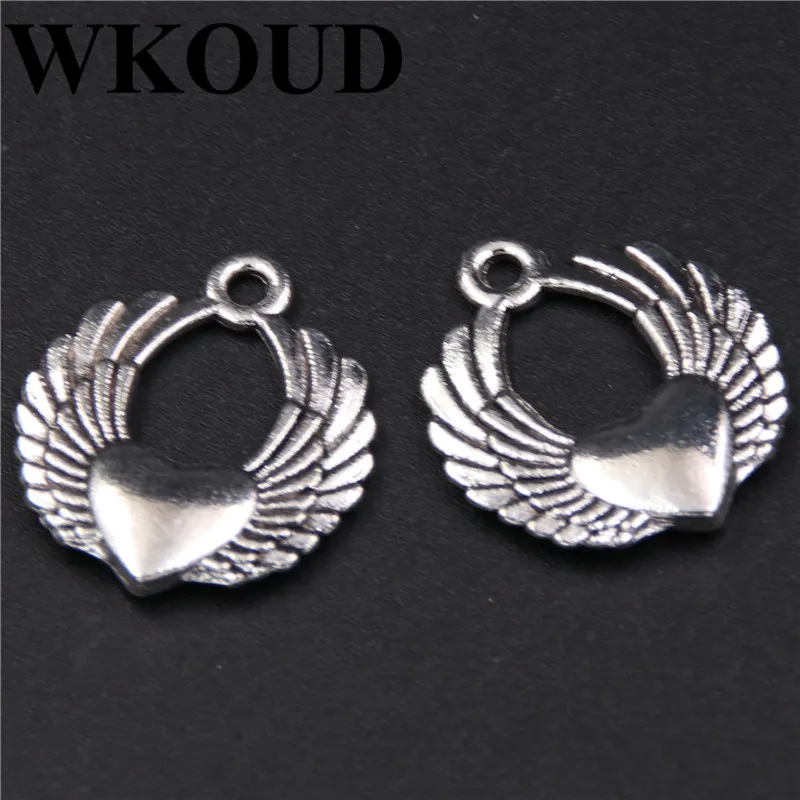 WKOUD15pcs Ancient silver Heart With Angel Wings Charms DIY Metal Bracelet Necklace Jewelry Findings A260
WKOUD15pcs Ancient silver Heart With Angel Wings Charms DIY Metal Bracelet Necklace Jewelry Findings A260