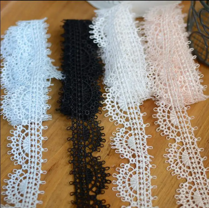 

5 Meters Blue Black Ivory Pink Cute Flower Water Soluble Lace Trims Ribbon Lace Fabric DIY Accessories 2.6cm Width