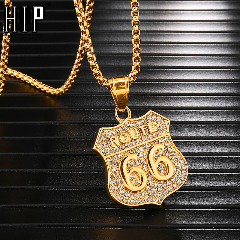 HIP Hop Iced Out Bling Route 66 Pendants & Necklaces for Men Jewelry Dropshipping Gold Color USA Highway 316L Stainless Steel
HIP Hop Iced Out Bling Route 66 Pendants & Necklaces for Men Jewelry Dropshipping Gold Color USA Highway 316L Stainless Steel