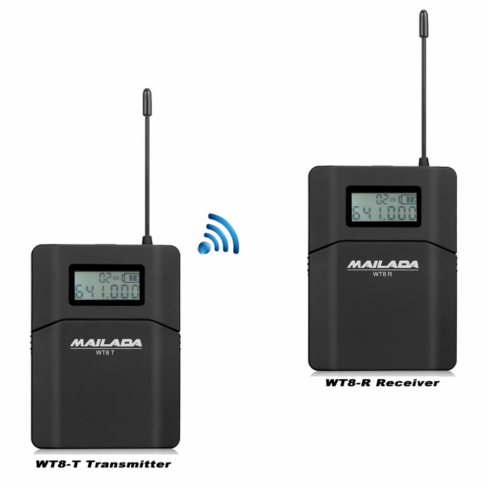 

MAILADA WT8 UHF 638-648MHz Wireless Headset Microphone Audio Tour Guide System Simultaneous /Meeting/Church/Wireless Teaching