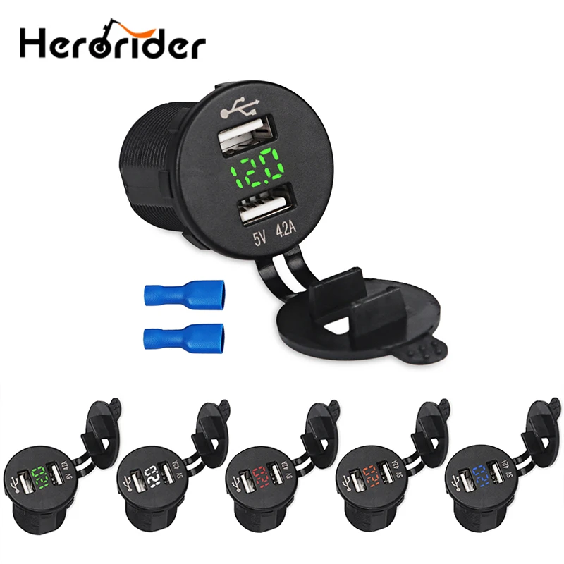 12V 24V 4.2A Dual USB Port Car Charger and Voltmeter LED Panel Socket for Auto Motorcycle ATV Boat Car Truck Adapter
12V 24V 4.2A Dual USB Port Car Charger and Voltmeter LED Panel Socket for Auto Motorcycle ATV Boat Car Truck Adapter