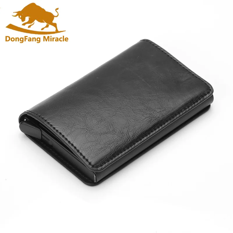 New Men And Women Credit Card Holder Single Box Pu Leather Vintage Mini Safe Aluminum Antimagnetic Purse Case | Багаж и сумки