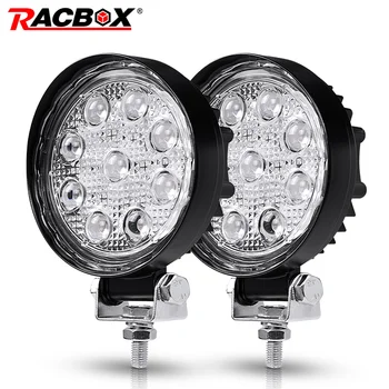 

RACBOX 4 Inch 4D 27W LED Work Lights Round Type 6500K Cold White 2100LM 12V 24V Car Tractor 4x4 SUV ATV 4" LED Work Driving Lamp