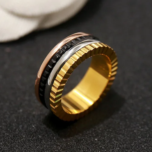 High Quality Gear Style Stainless Steel Ring 3 Color stitching Black Ceramic Rotatable Rings for Women Fashion Jewelry DJR044
High Quality Gear Style Stainless Steel Ring 3 Color stitching Black Ceramic Rotatable Rings for Women Fashion Jewelry DJR044