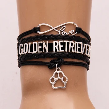 (10Pcs/Lot)Infinity love Golden Retriever Bracelet & bangles Dog Pet Paw Charm leather wrap rope jewelry for women men
(10Pcs/Lot)Infinity love Golden Retriever Bracelet & bangles Dog Pet Paw Charm leather wrap rope jewelry for women men