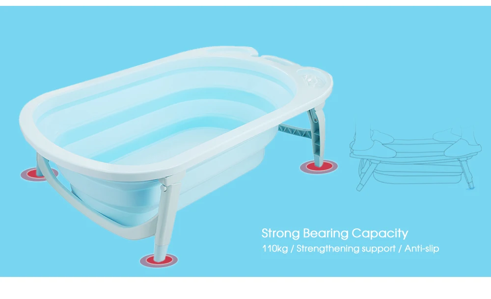 3 Colors Portable Folding Baby Bath Tub Large Size Anti-Slip Bottom Non-Toxic Material Children Bathtub Bucket for Baby Bathing (2)