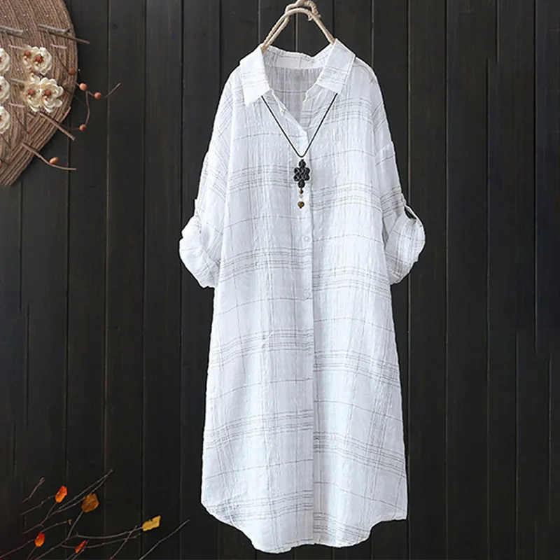 Plaid Full Sleeve Women's Long Blouses Turn-Down Collar Single Breasted Shirt 2019 Summer Autumn Loose Casual Thin Top Plus Size
Plaid Full Sleeve Women's Long Blouses Turn-Down Collar Single Breasted Shirt 2019 Summer Autumn Loose Casual Thin Top Plus Size
