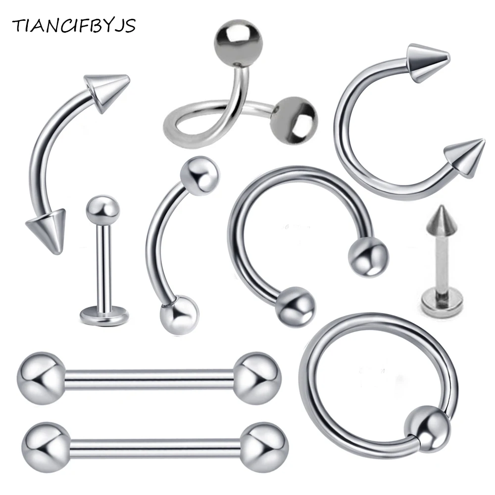 TICNCIFBYJS Stainless Steel Body Jewelry Piercing Sets Labret Lip Tongue Eyebrow Rings Tragus Ear Barbell 14G 16G Mix 10 Styles
TICNCIFBYJS Stainless Steel Body Jewelry Piercing Sets Labret Lip Tongue Eyebrow Rings Tragus Ear Barbell 14G 16G Mix 10 Styles