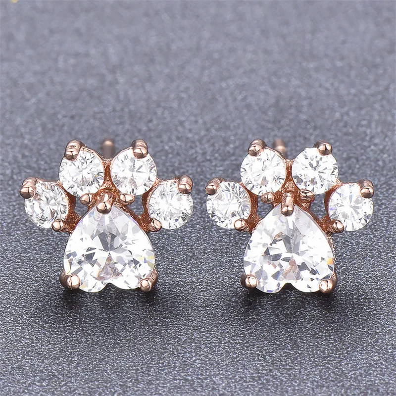 SHUANGR Female Cute Tiny Cat Paw Stud Earrings Rose Gold Zircon Earrings For Women Crystal Fashion Earrings High quality bijoux
SHUANGR Female Cute Tiny Cat Paw Stud Earrings Rose Gold Zircon Earrings For Women Crystal Fashion Earrings High quality bijoux