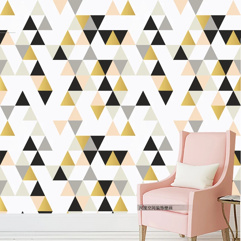 

Tuya Art Modern fashion geometric triangle mural wallpaper for bedroom living room wall decor wholesale free shipping discount