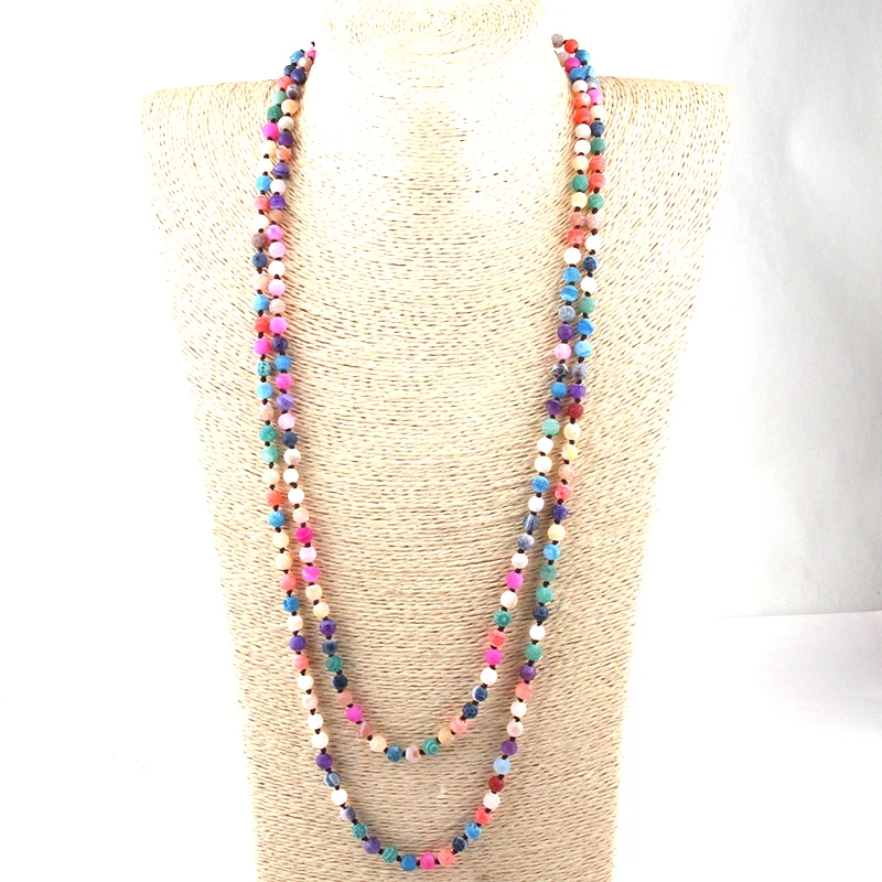 Free Shipping Fashion Bohemian Tribal Jewelry 6mm Semi Precious Stones Weathered Aga long Knotted Necklace
Free Shipping Fashion Bohemian Tribal Jewelry 6mm Semi Precious Stones Weathered Aga long Knotted Necklace