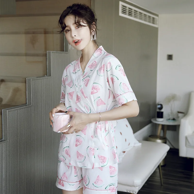 Print Watermelon Womens Sleepwear Pajama Set Short Sleeve Woman Lingeries Sleep Wear Loose Underwear Home Wear
Print Watermelon Womens Sleepwear Pajama Set Short Sleeve Woman Lingeries Sleep Wear Loose Underwear Home Wear