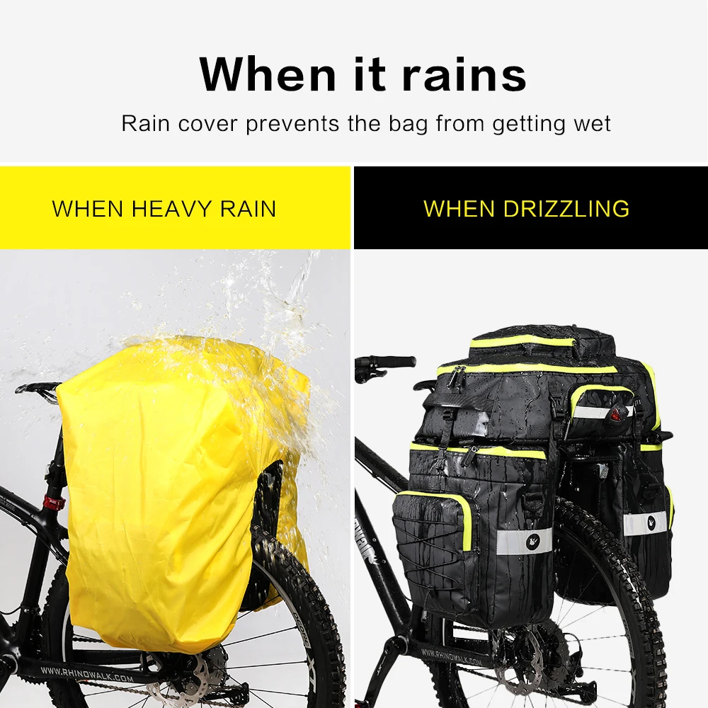 Bike Pannier Bag Bicycle Rear Rack Bag Waterproof, 3 in 1 Rear Seat Bicycle Saddle Bag with Rain Cover for Cycling Bike Pannier Bag Bicycle Rear Rack Bag Waterproof, 3 in 1 Rear Seat Bicycle Saddle Bag with Rain Cover for Cycling
