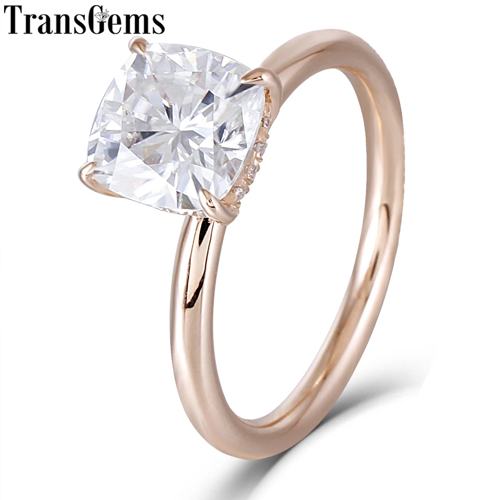 Transgems 14K 585 Rose/Red Gold 1.5ct 7mm F Color Cushion Cut Moissanite Diamond Engagement Wedding Ring For Women with Accents
Transgems 14K 585 Rose/Red Gold 1.5ct 7mm F Color Cushion Cut Moissanite Diamond Engagement Wedding Ring For Women with Accents