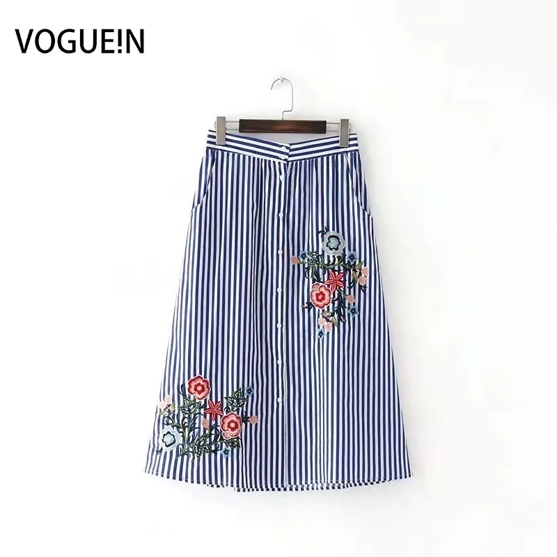 VOGUE!N New Womens Ladies Chic Floral Embroidered Striped Print Button Down Skirt
VOGUE!N New Womens Ladies Chic Floral Embroidered Striped Print Button Down Skirt