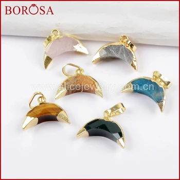 BOROSA 10PCS Crescent Gold Multi-kind Faceted Natural Gem Stone Pendant Beads Natural Amazon Black Agates Jewelry WX1030
BOROSA 10PCS Crescent Gold Multi-kind Faceted Natural Gem Stone Pendant Beads Natural Amazon Black Agates Jewelry WX1030