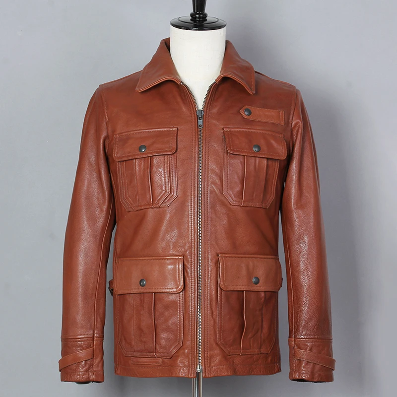 2019 Fashion Vintage Genuine Leather Jacket Men Brown Cowhide Multi-pocket Motorcycle Clothing Lapel Slim Short M65 Winter Coat
2019 Fashion Vintage Genuine Leather Jacket Men Brown Cowhide Multi-pocket Motorcycle Clothing Lapel Slim Short M65 Winter Coat