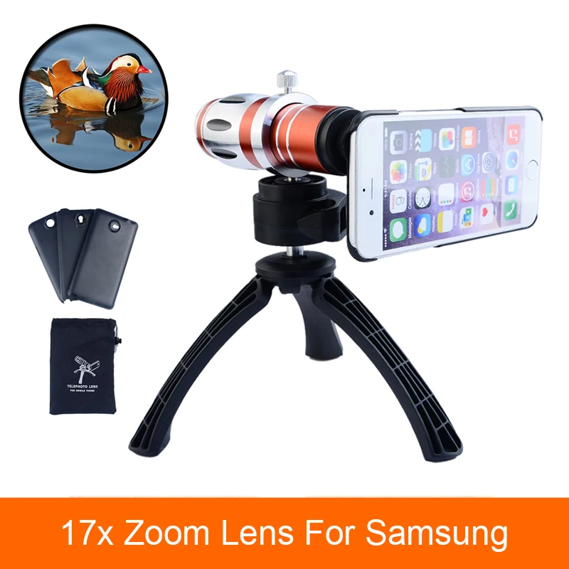 High-end 17x Zoom Telephoto Telescope Lens For Samsung S3 S4 S5 S6 S7 edge Plus note 2 3 4 5 Tripod Phone Case Camera Lenses Kit
High-end 17x Zoom Telephoto Telescope Lens For Samsung S3 S4 S5 S6 S7 edge Plus note 2 3 4 5 Tripod Phone Case Camera Lenses Kit