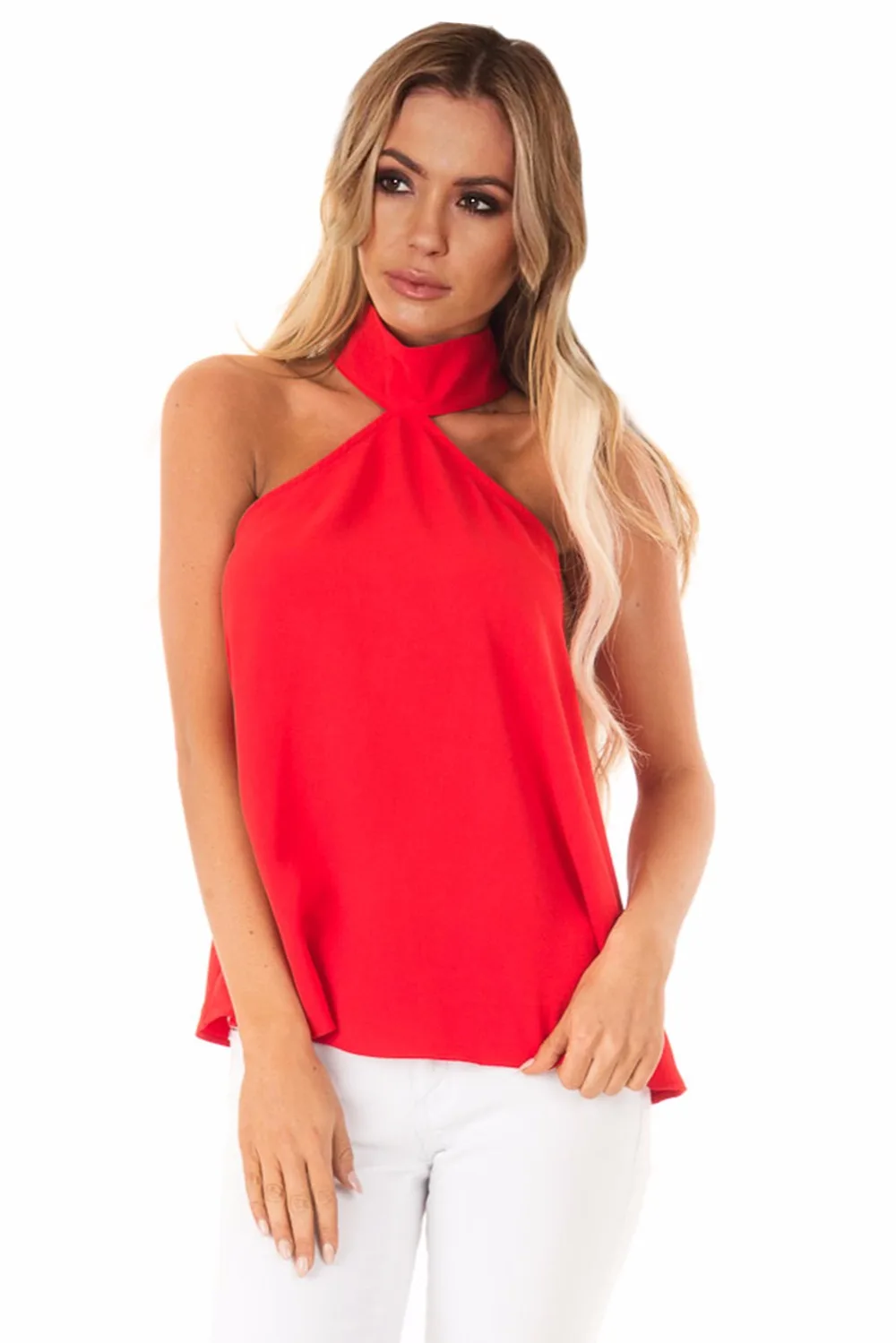 Red-Sleeveless-Halter-Top-with-Keyhole-Back-LC251954-3-1